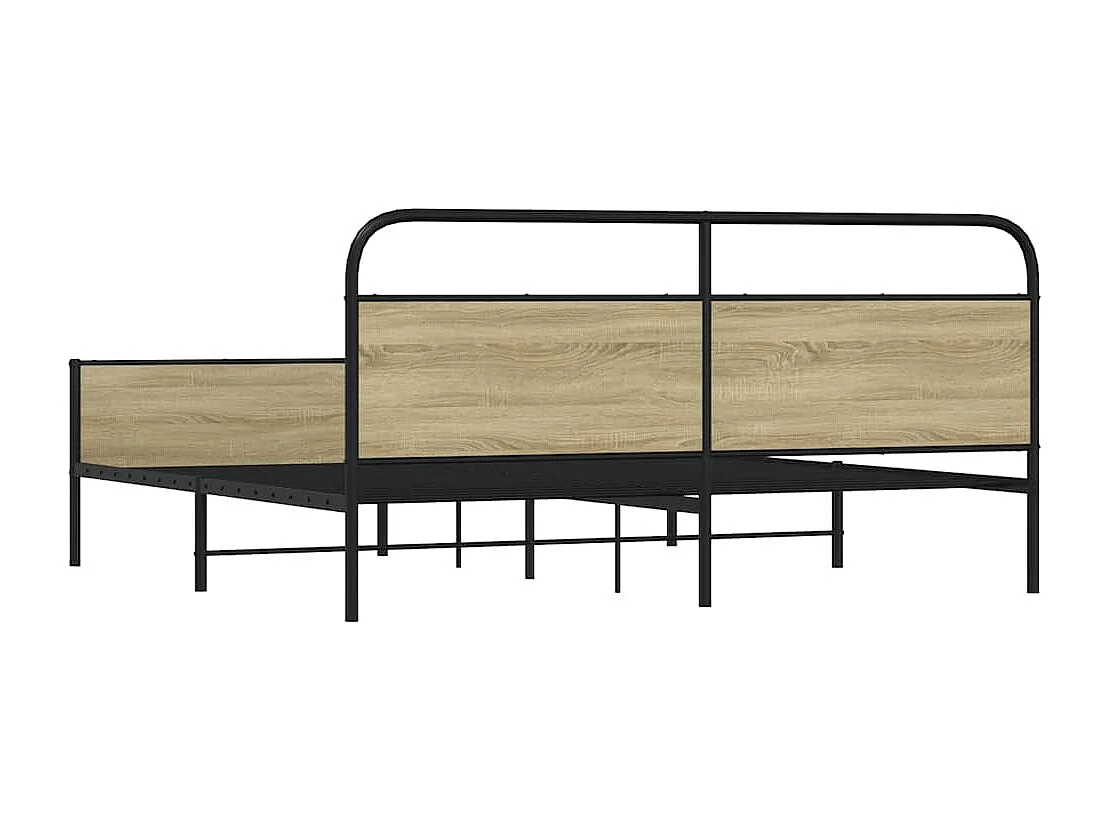 Metallbett ohne Matratze Sonoma-Eiche 193x203 cm