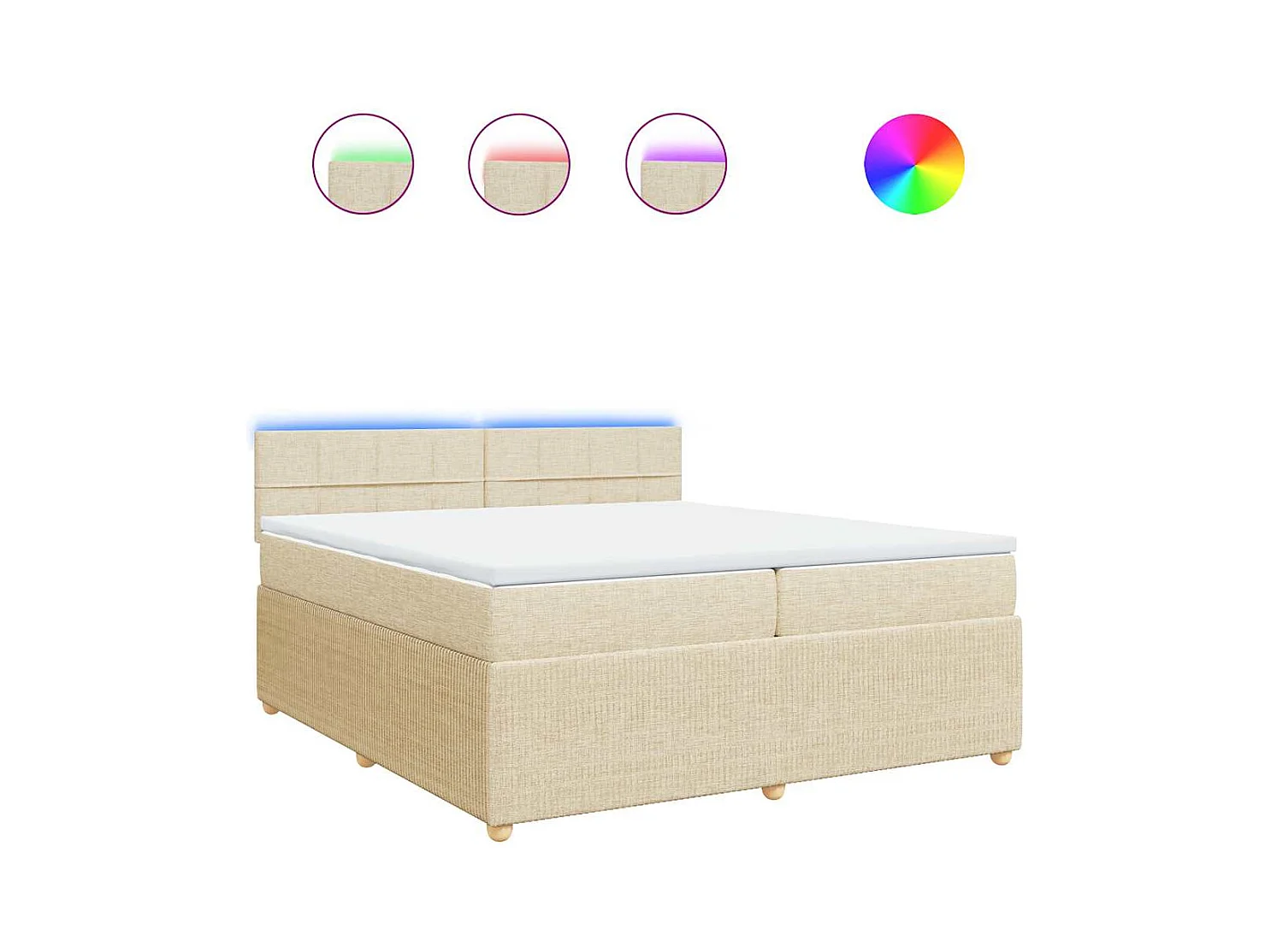 Sommier à lattes de lit avec matelas Crème 200x200 cm Tissu