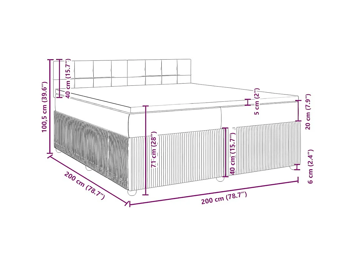 Sommier à lattes de lit avec matelas Crème 200x200 cm Tissu