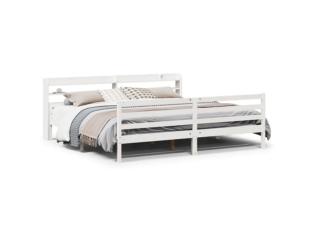 Estrutura de cama c/ cabeceira sem colchão 200x200 cm branco