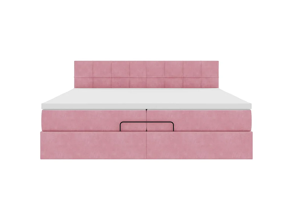 Estructura de cama otomana colchones terciopelo rosa 200x200cm