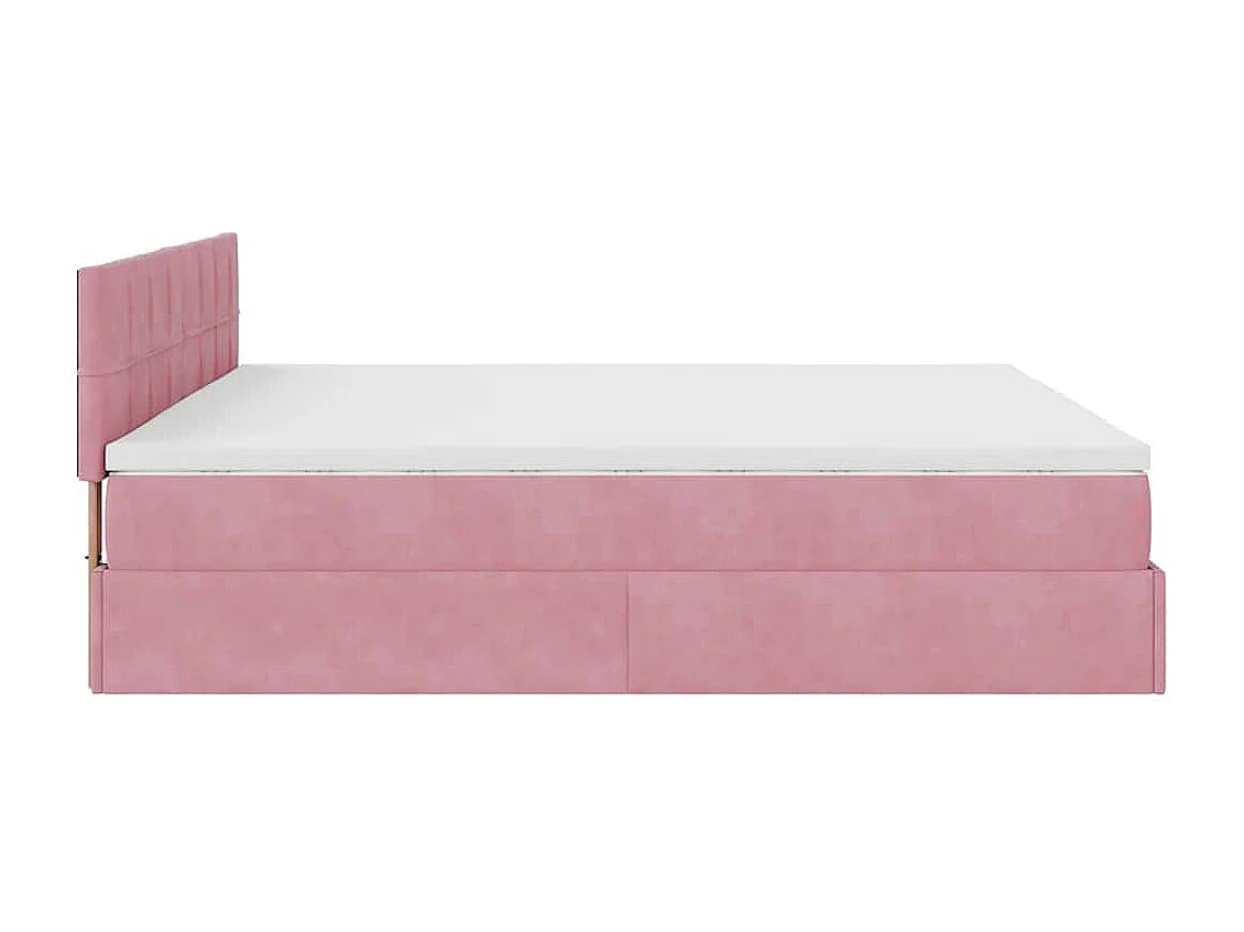 Estructura de cama otomana colchones terciopelo rosa 200x200cm