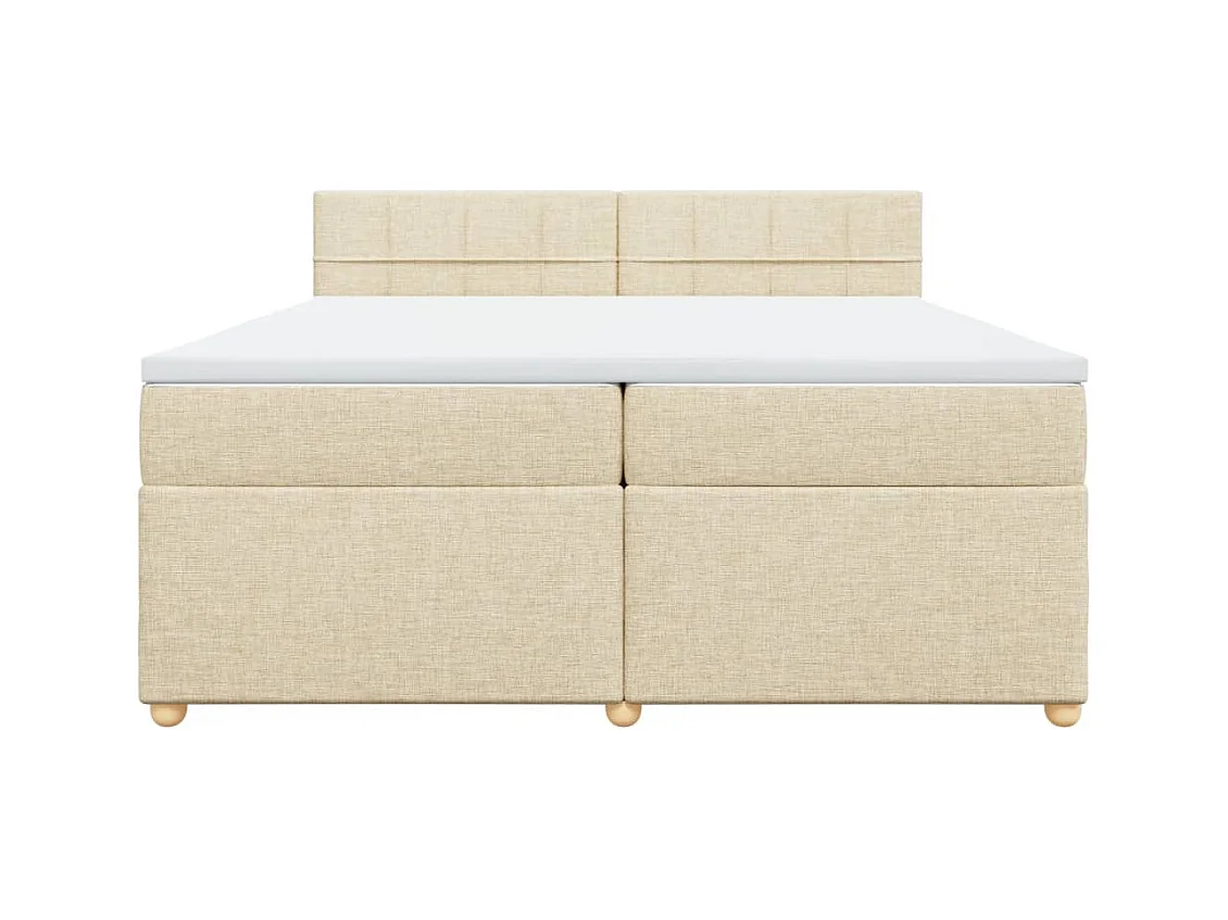 Sommier à lattes de lit avec matelas Crème 200x200 cm Tissu