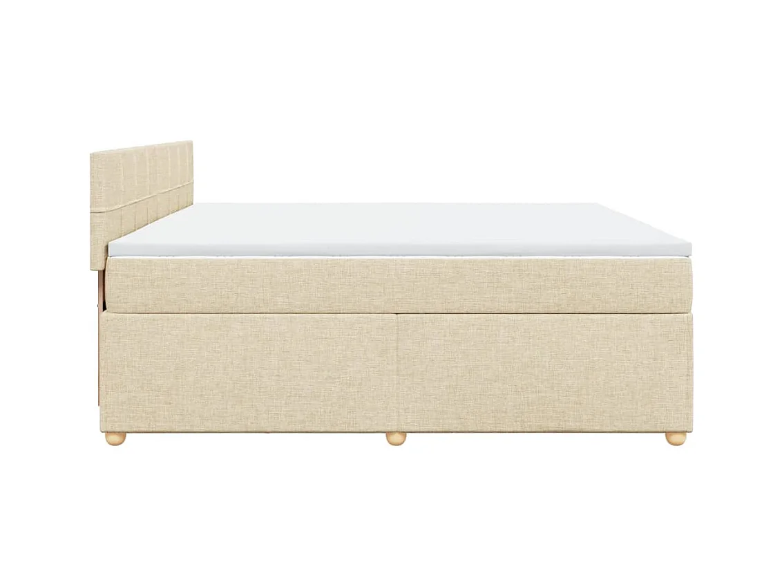 Sommier à lattes de lit avec matelas Crème 200x200 cm Tissu