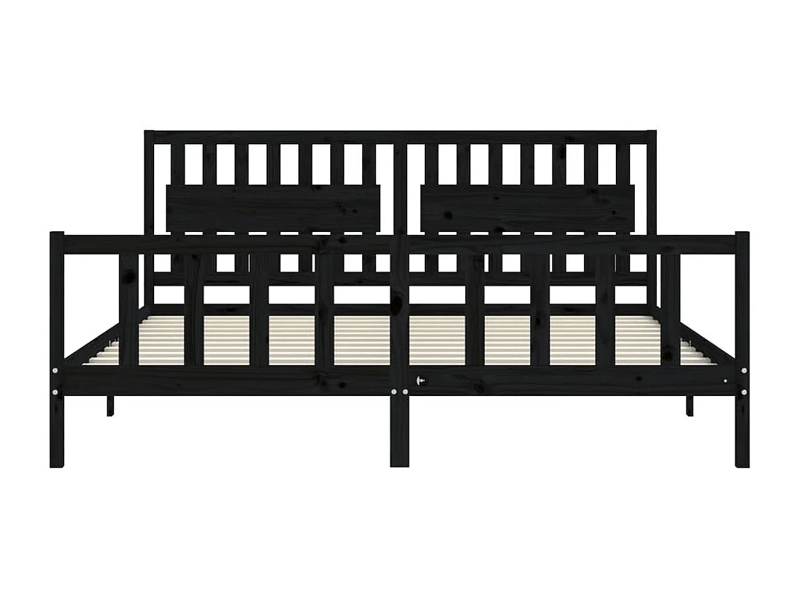 Giroletto con Testiera Nero 200x200 cm in Legno Massello