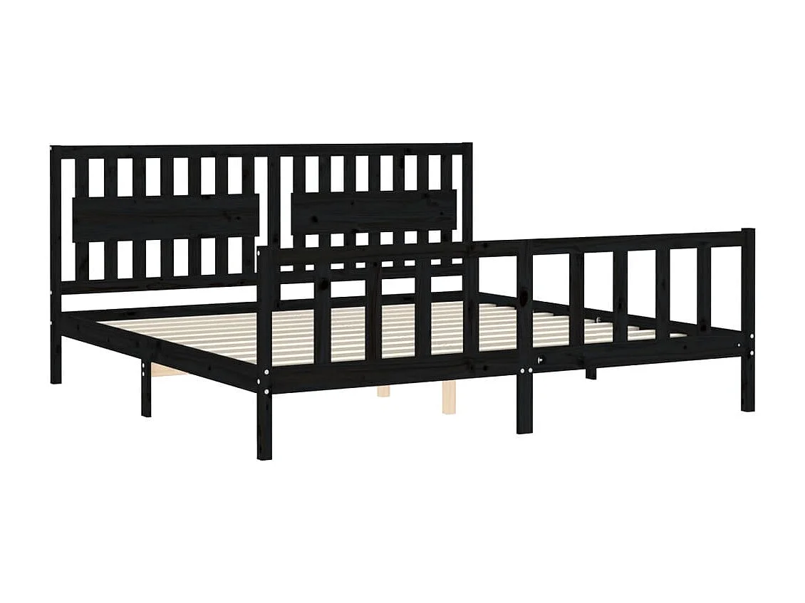 Massivholzbett mit Kopfteil Schwarz 200x200 cm