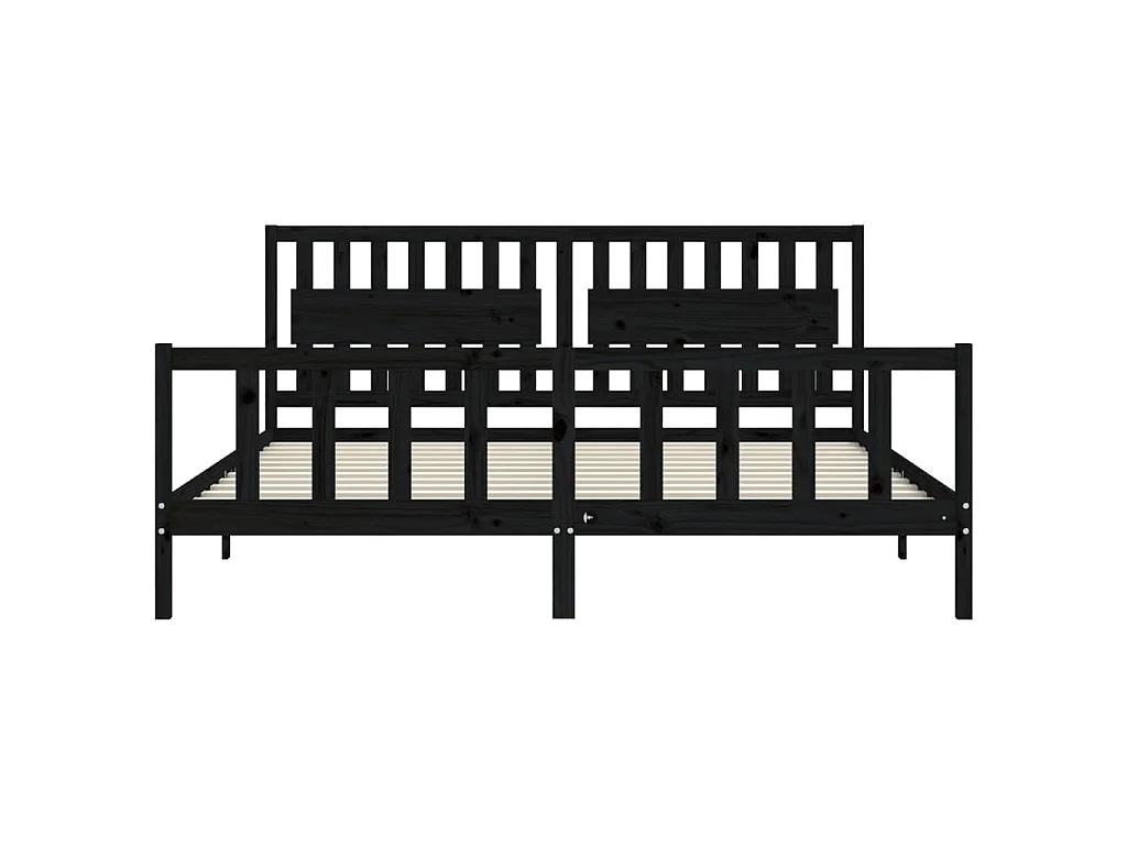 Bedframe met hoofdbord massief hout zwart 200x200 cm