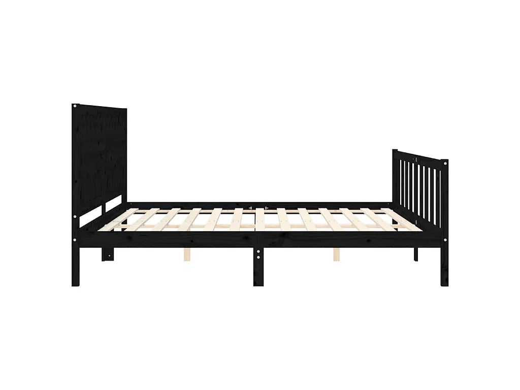 Bedframe met hoofdbord massief hout zwart 200x200 cm