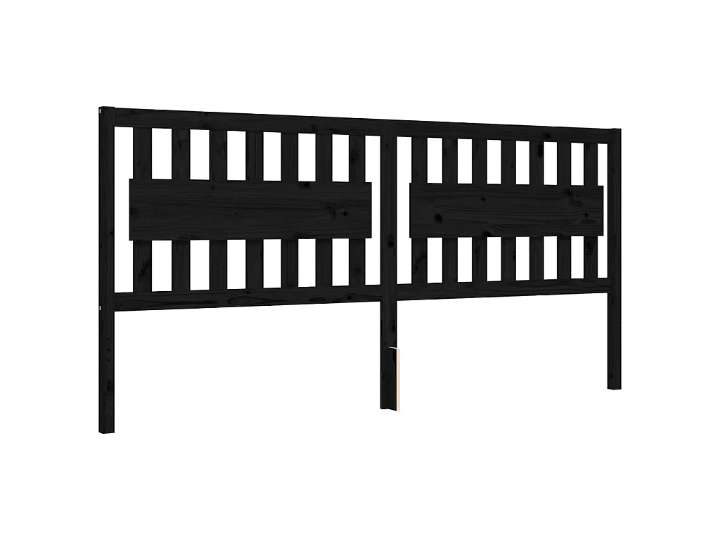 Bedframe met hoofdbord massief hout zwart 200x200 cm