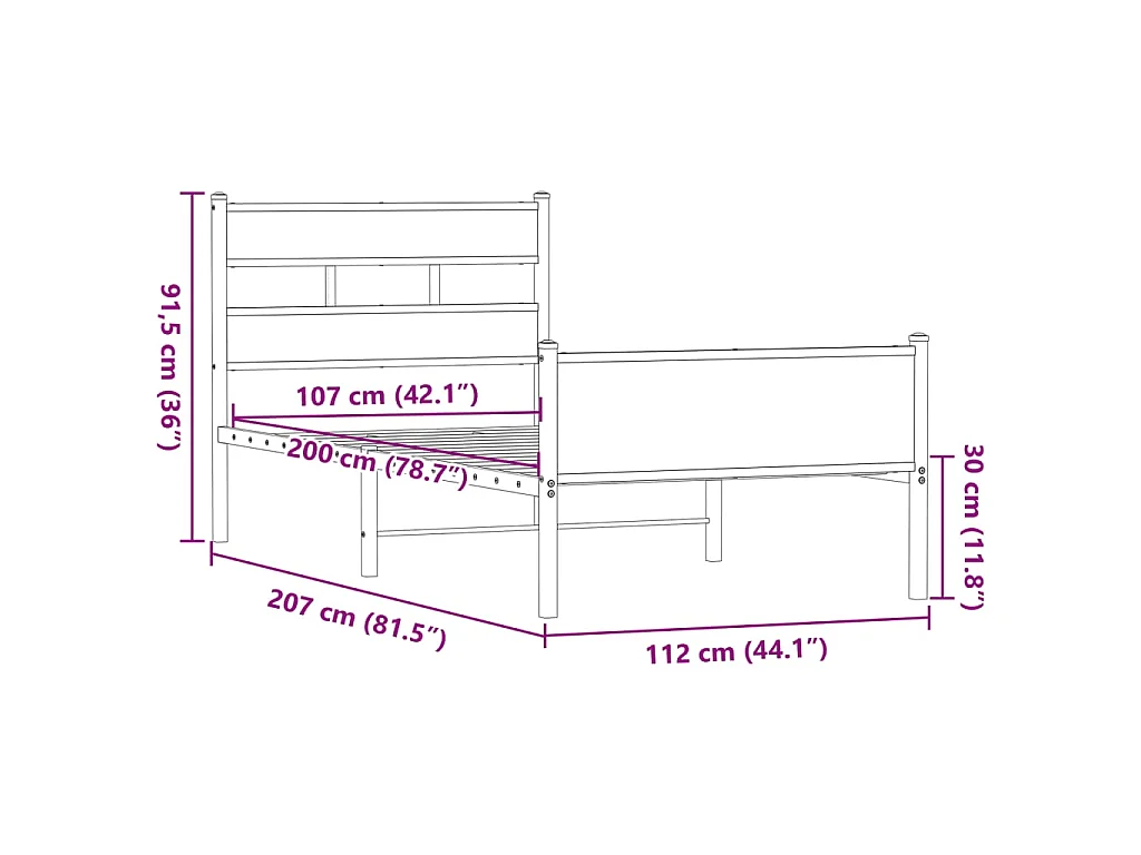 Cadre de lit sans matelas chêne marron 107x203 cm