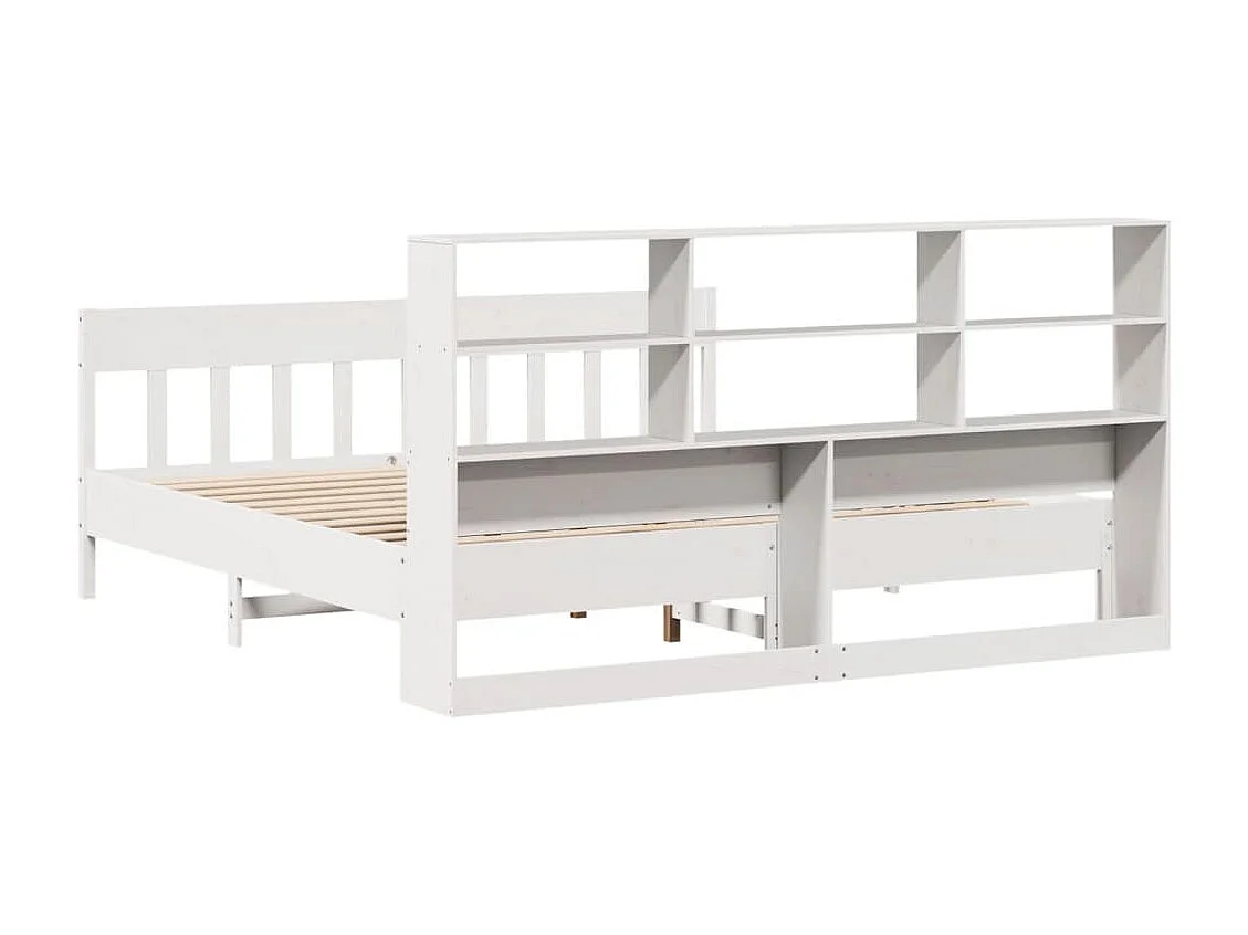Cadre de lit sans matelas blanc 200x200 cm bois massif de pin