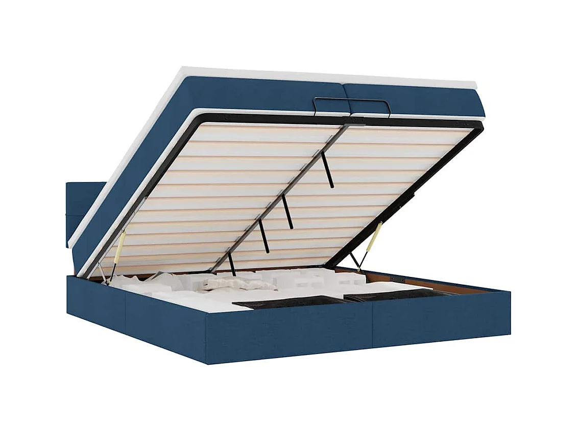Ottoman bed met matras 200x200 cm stof blauw