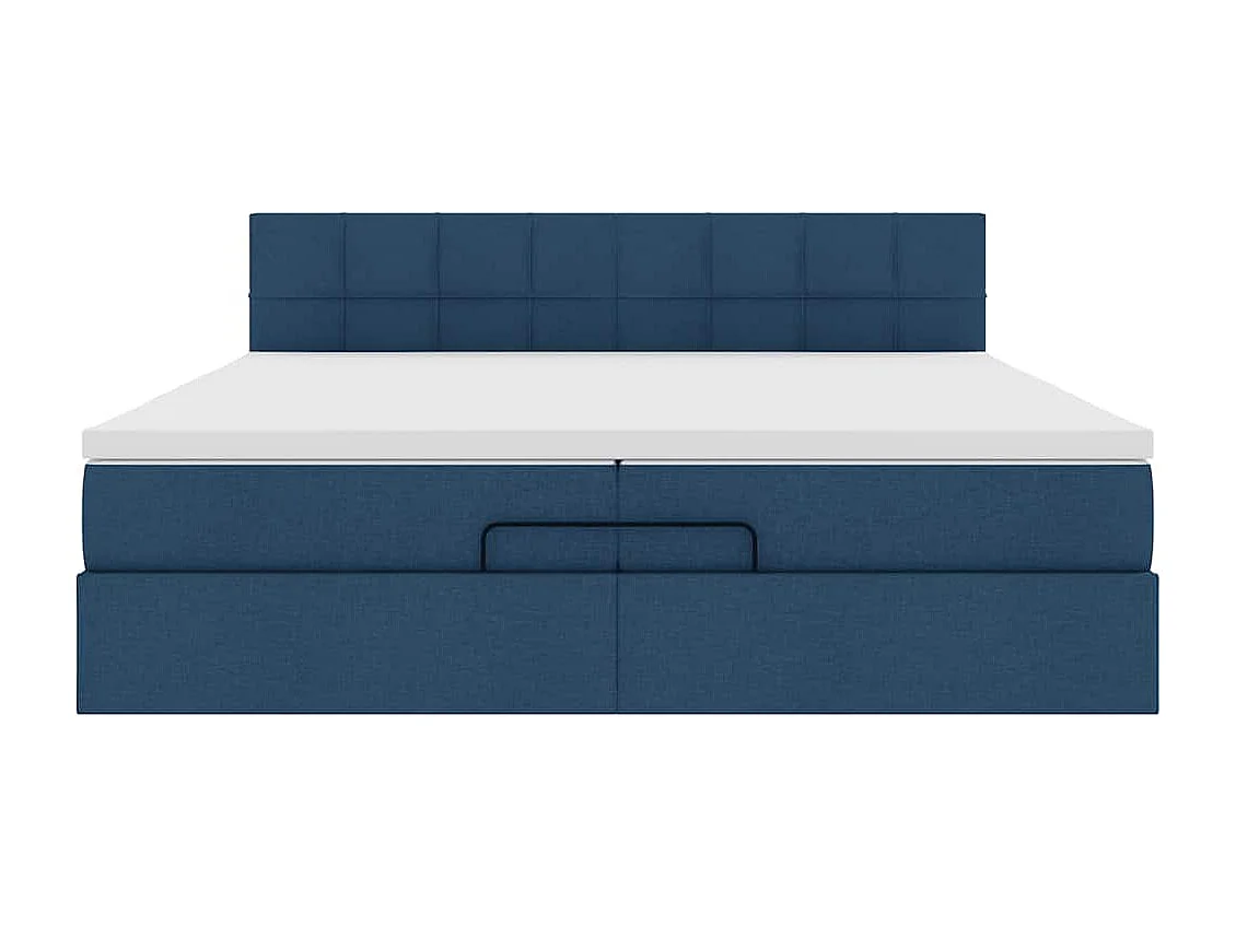 Ottoman bed met matras 200x200 cm stof blauw