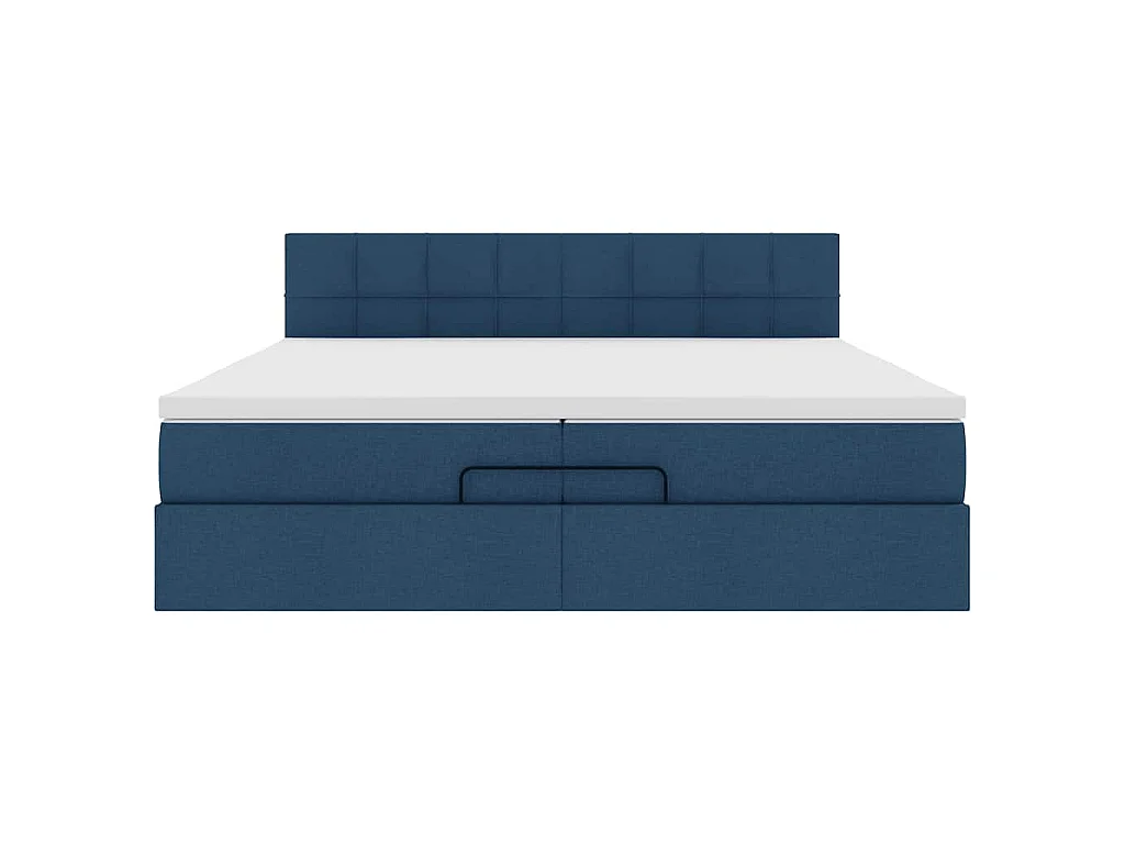 Cadre de lit ottoman avec matelas bleu 200x200 cm tissu