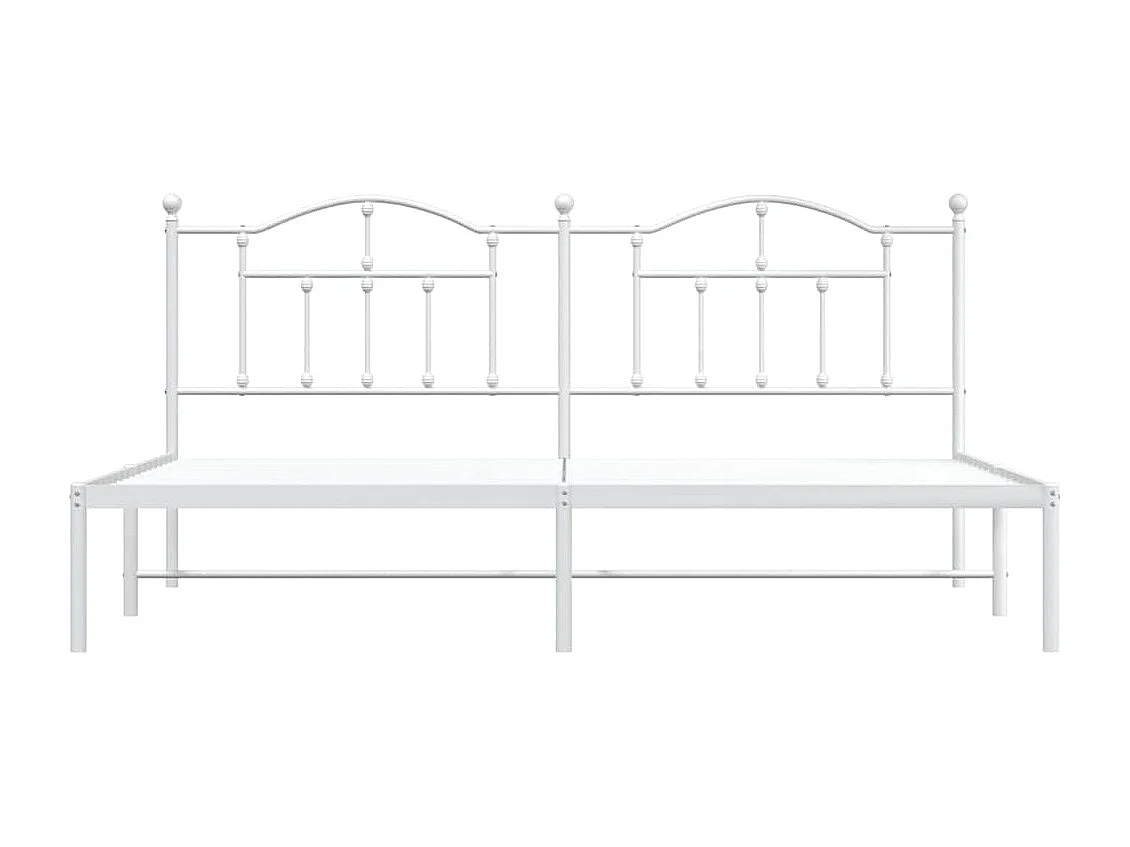 Cadre de lit métal sans matelas et tête de lit blanc 193x203 cm