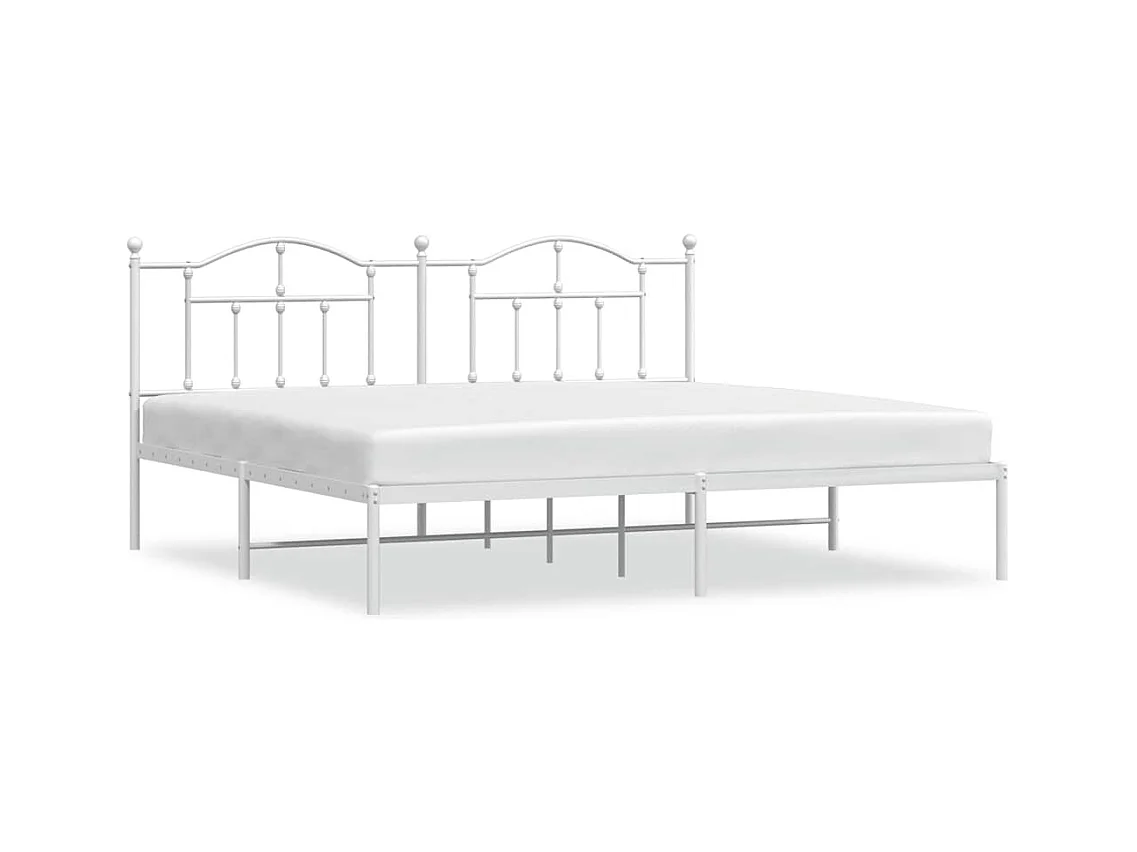 Bedframe met hoofdbord metaal wit 193x203 cm