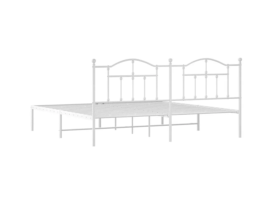 Bedframe met hoofdbord metaal wit 193x203 cm