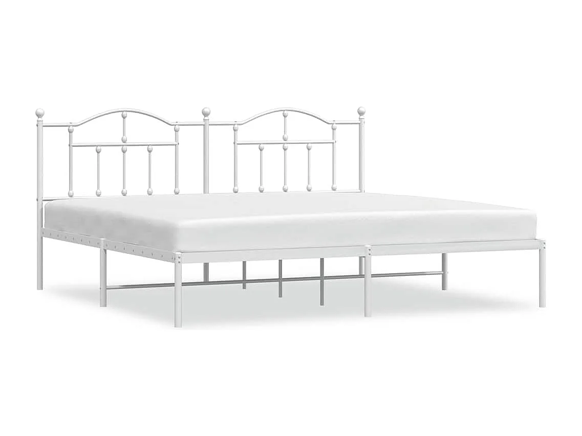 Cadre de lit métal sans matelas et tête de lit blanc 193x203 cm