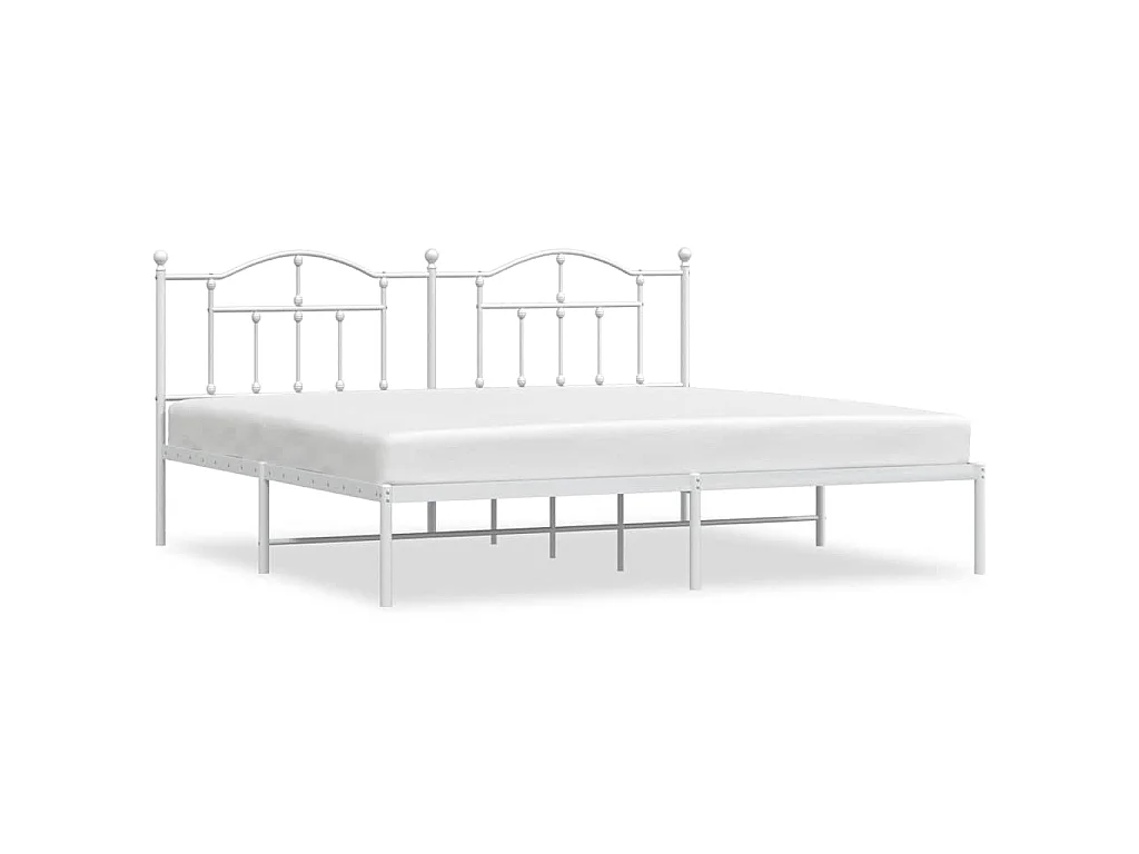 Cadre de lit métal sans matelas et tête de lit blanc 193x203 cm