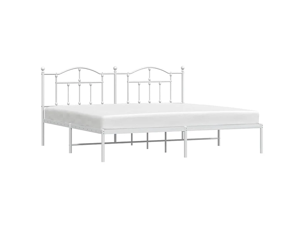 Cadre de lit métal sans matelas et tête de lit blanc 193x203 cm