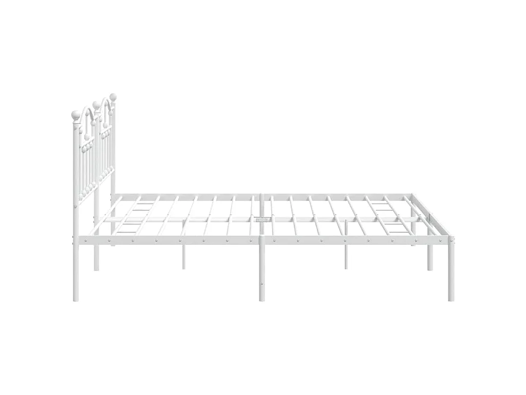 Cadre de lit métal sans matelas et tête de lit blanc 193x203 cm