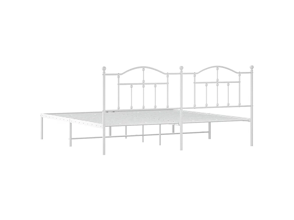 Cadre de lit métal sans matelas et tête de lit blanc 193x203 cm