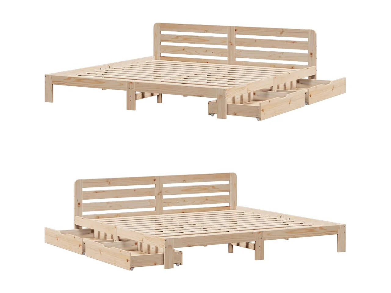 Giroletto senza Materasso 200x200 cm in Legno Massello di Pino