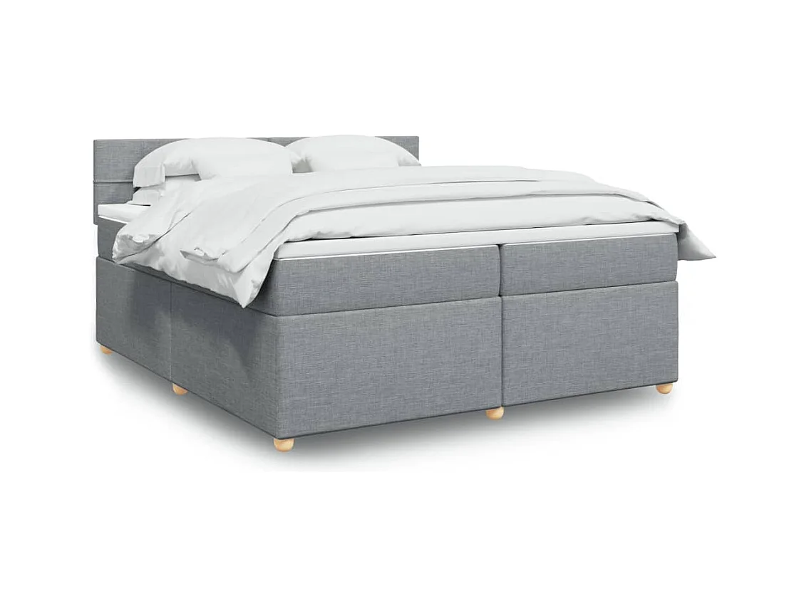 Sommier à lattes de lit avec matelas Gris clair 200x200cm Tissu