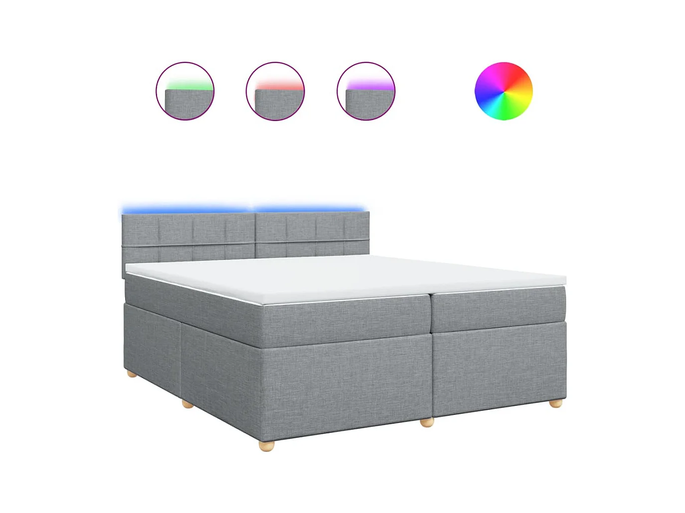 Sommier à lattes de lit avec matelas Gris clair 200x200cm Tissu