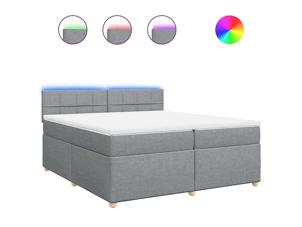 Cama box spring con colchón tela gris claro 200x200 cm