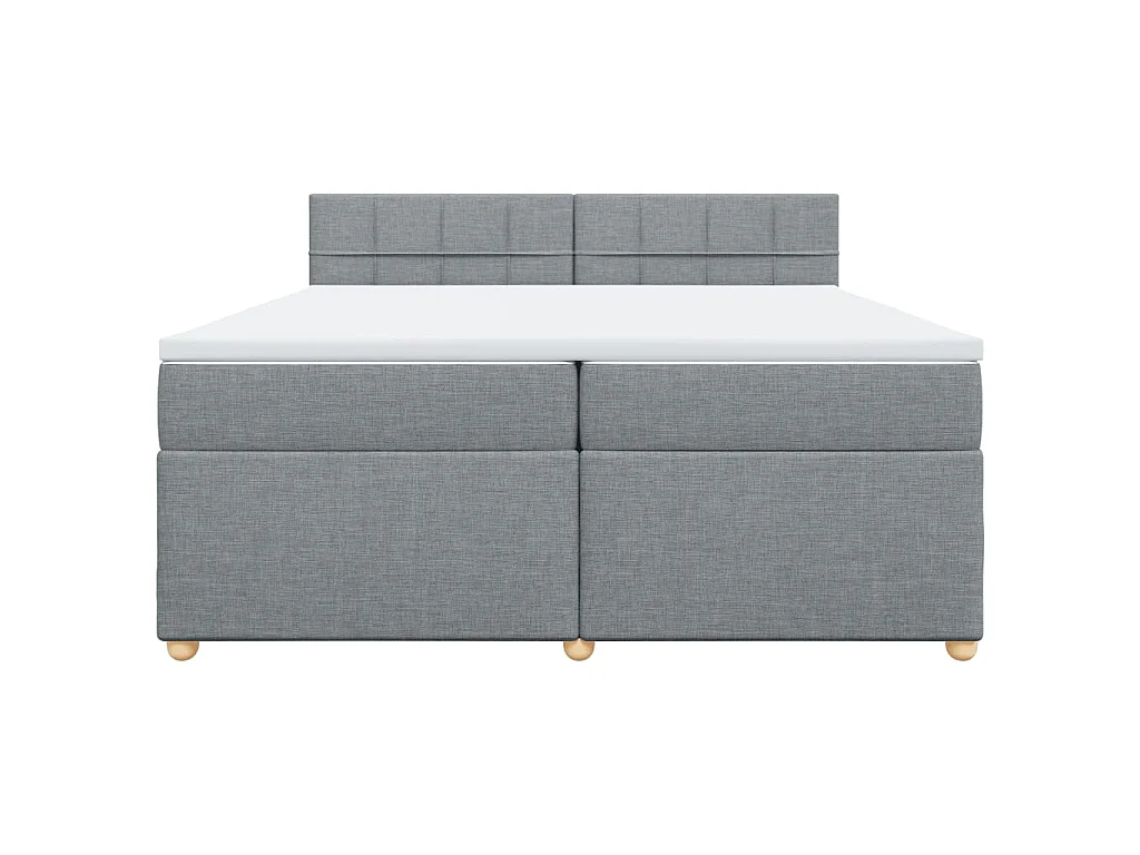Cama box spring con colchón tela gris claro 200x200 cm