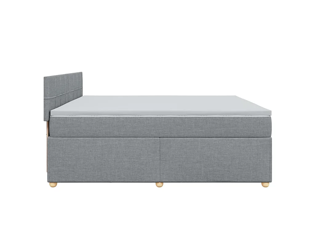 Cama box spring con colchón tela gris claro 200x200 cm