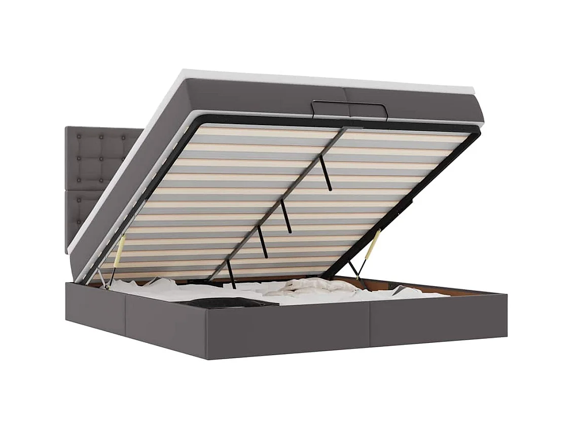 Ottoman-Bett mit Matratzen Grau 200x200 cm Kunstleder
