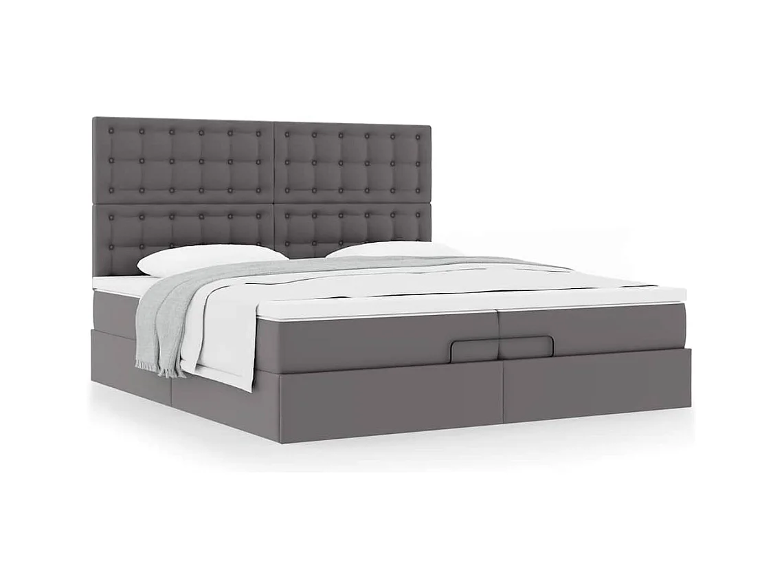 Ottoman-Bett mit Matratzen Grau 200x200 cm Kunstleder