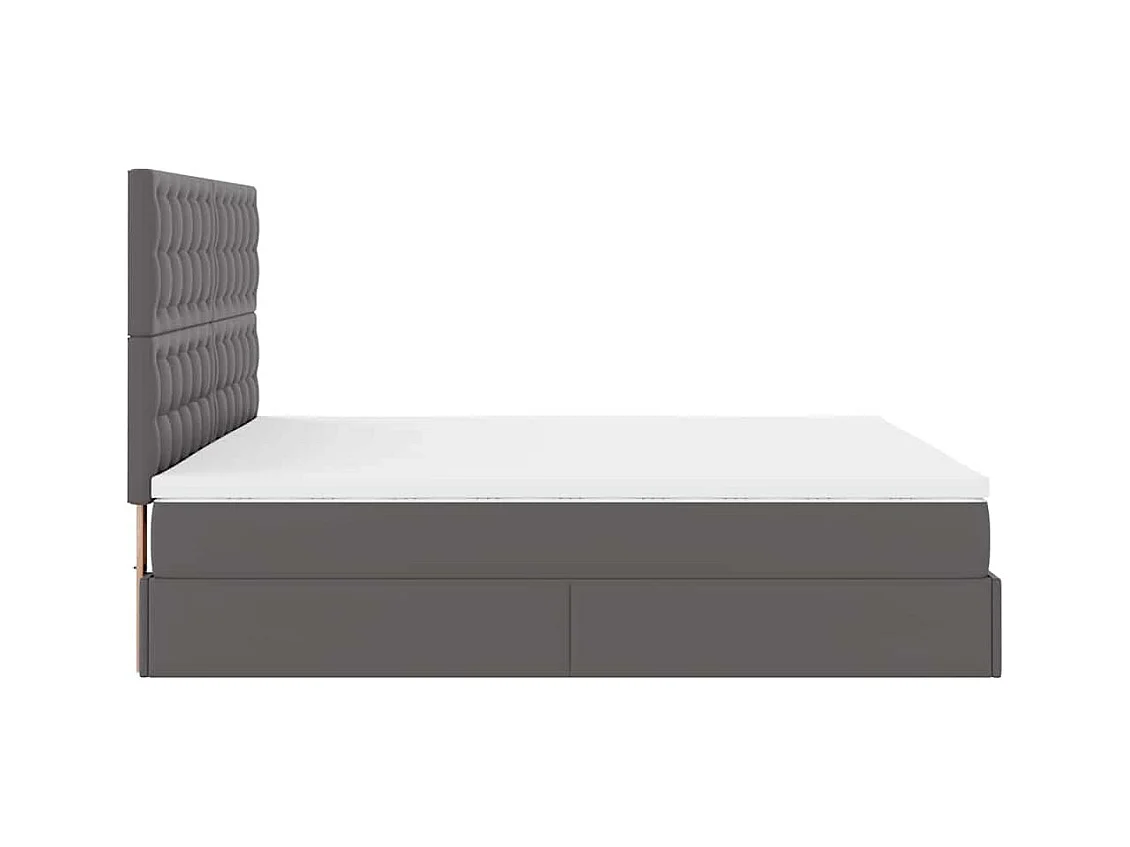 Ottoman-Bett mit Matratzen Grau 200x200 cm Kunstleder