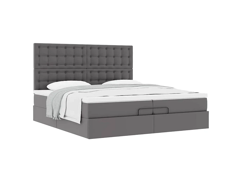Ottoman bed met matrassen 200x200cm kunstleer grijs