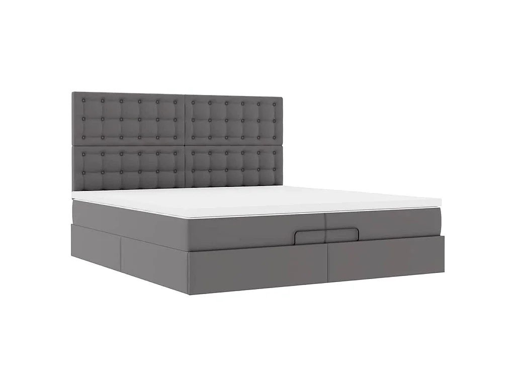 Ottoman bed met matrassen 200x200cm kunstleer grijs