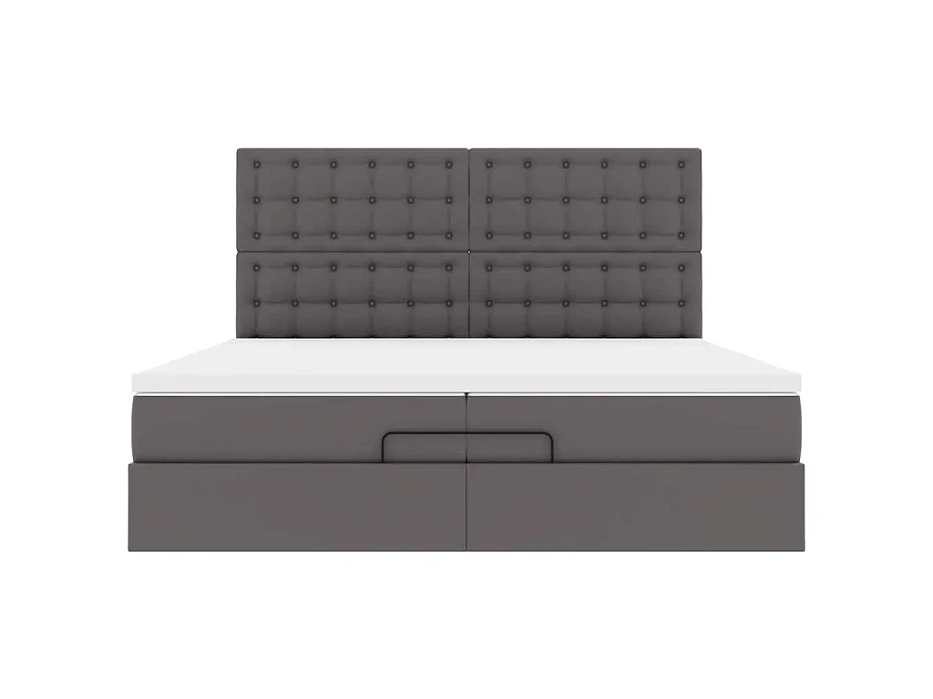 Ottoman bed met matrassen 200x200cm kunstleer grijs