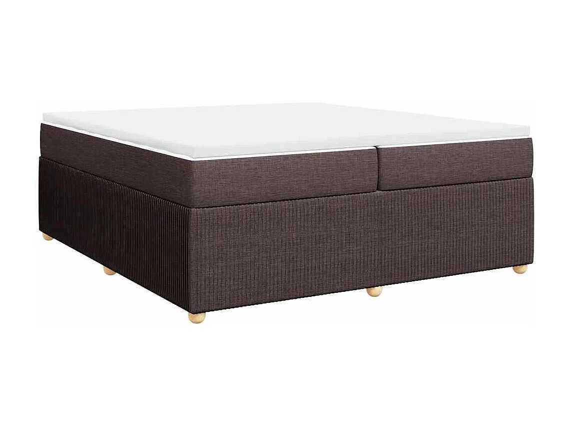 Cama box spring con colchón tela marrón oscuro 200x200 cm