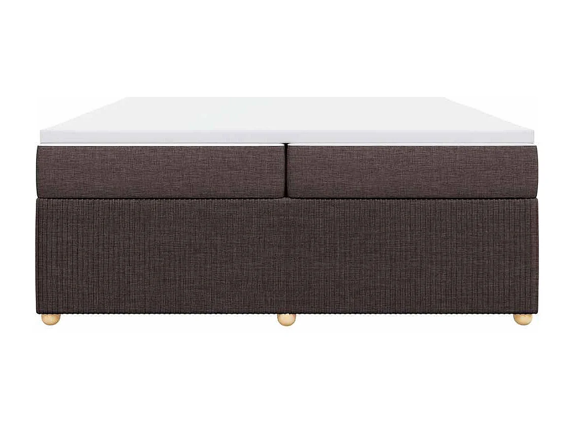 Cama box spring con colchón tela marrón oscuro 200x200 cm