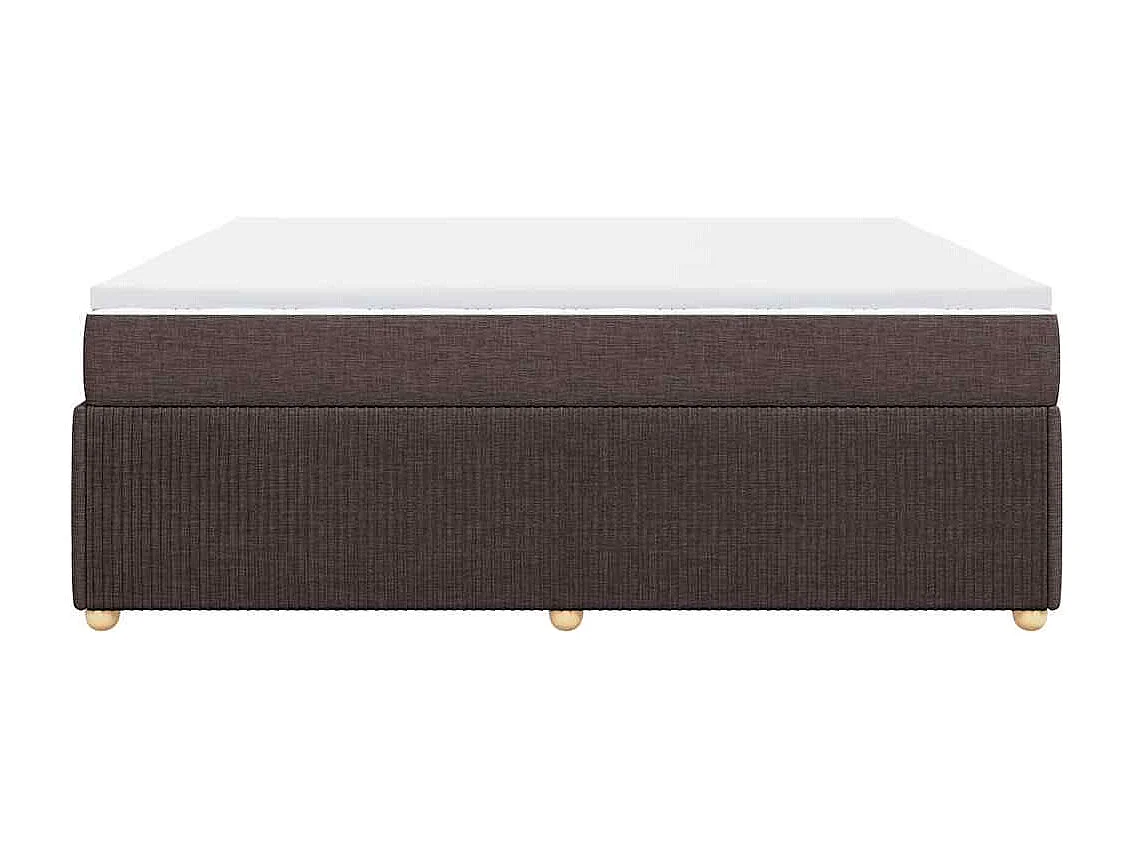 Cama box spring con colchón tela marrón oscuro 200x200 cm