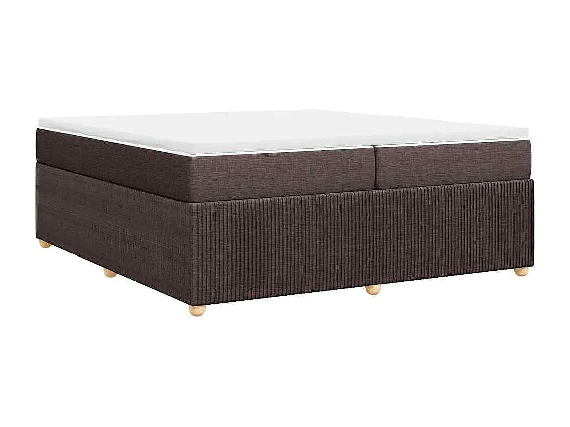 Cama box spring con colchón tela marrón oscuro 200x200 cm