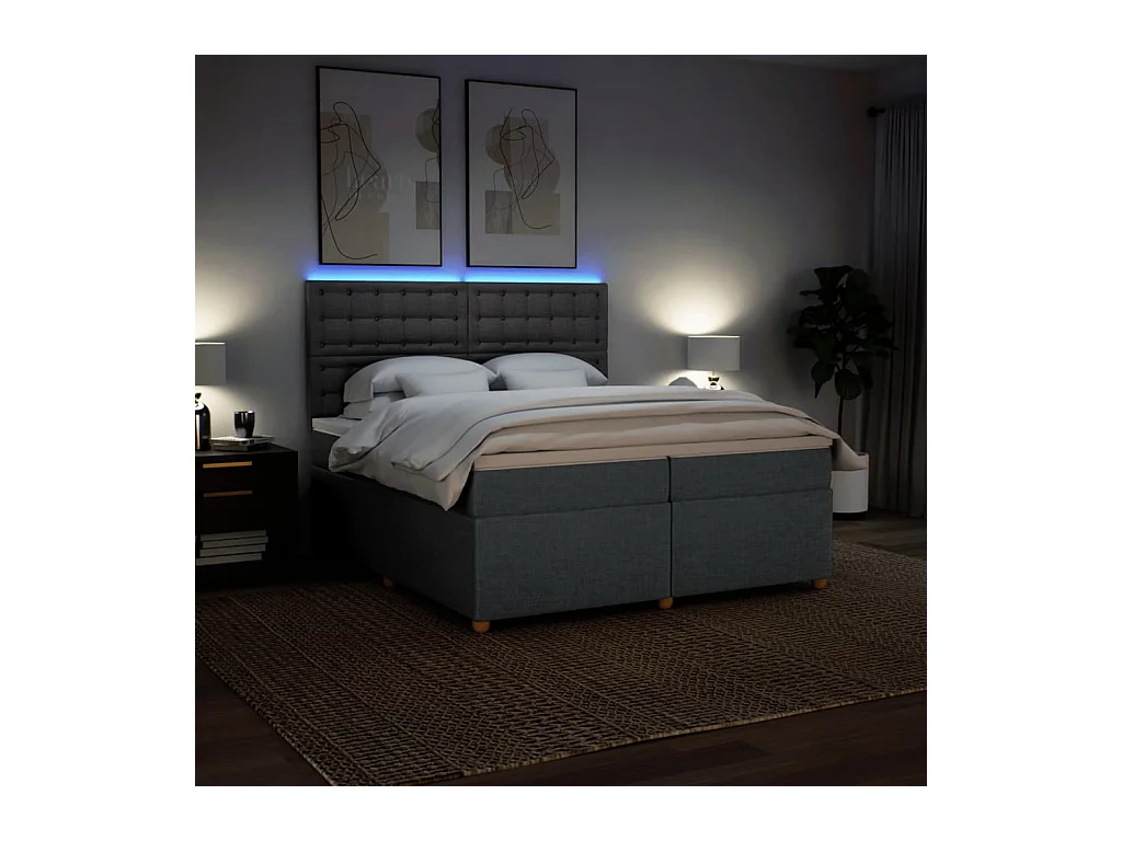 Boxspringbett mit Matratze Dunkelgrau 200x200 cm Stoff