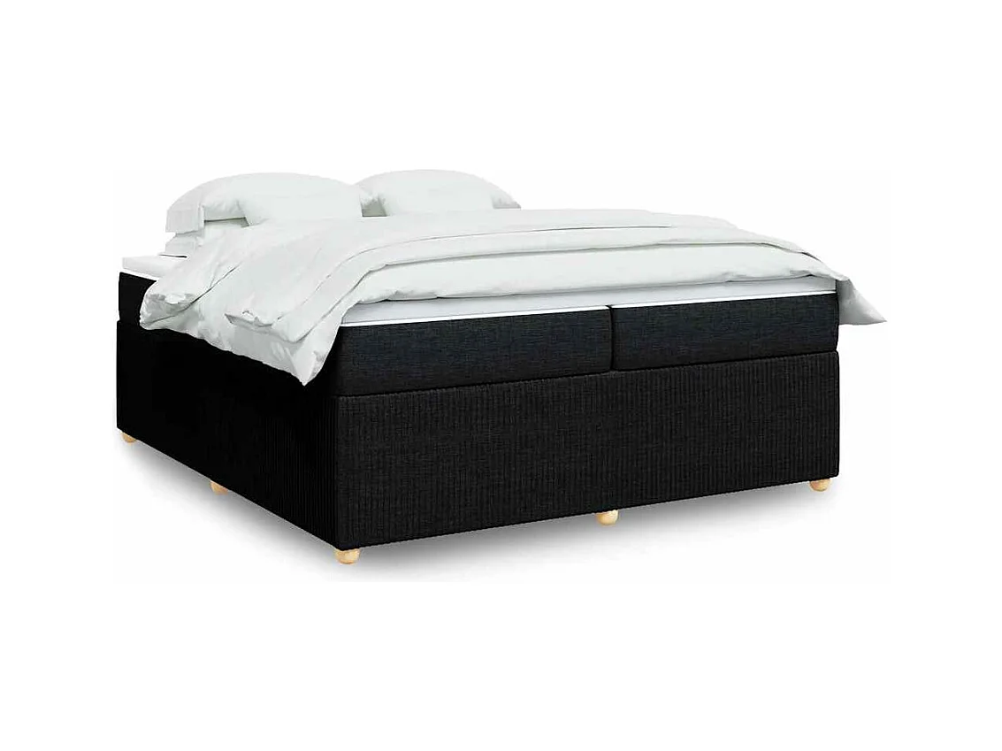 Sommier à lattes de lit avec matelas Noir 200x200 cm Tissu