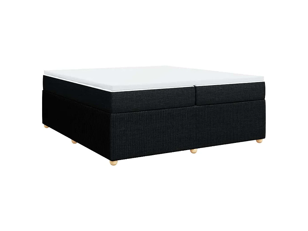 Cama box spring con colchón tela negro 200x200 cm