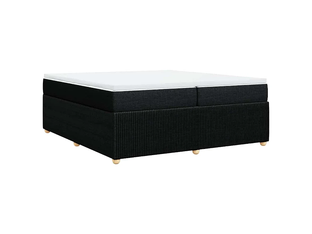 Cama box spring con colchón tela negro 200x200 cm