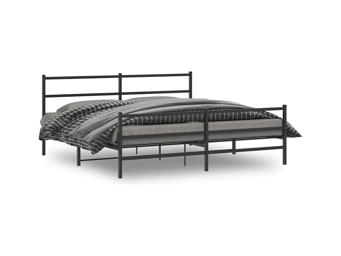 Bettgestell mit Kopf- und Fußteil Metall Schwarz 193x203 cm