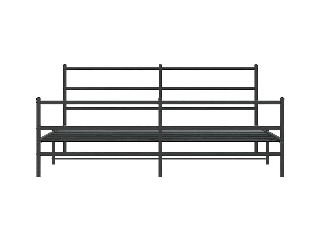 Bettgestell mit Kopf- und Fußteil Metall Schwarz 193x203 cm