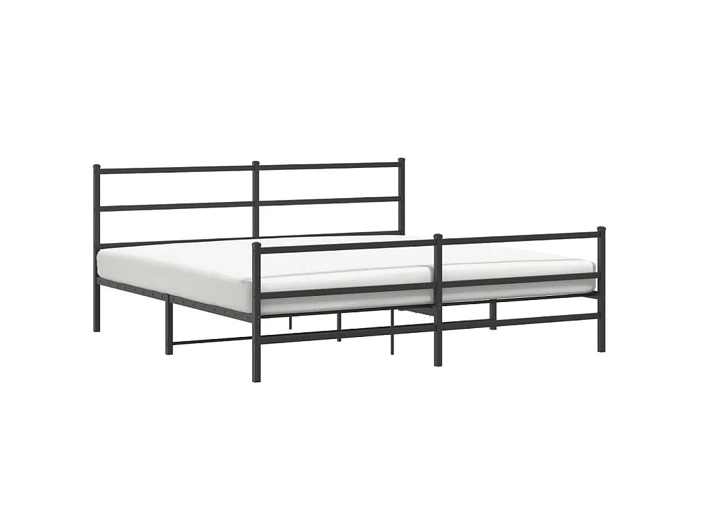 Cadre de lit métal sans matelas avec pied de lit noir 193x203cm