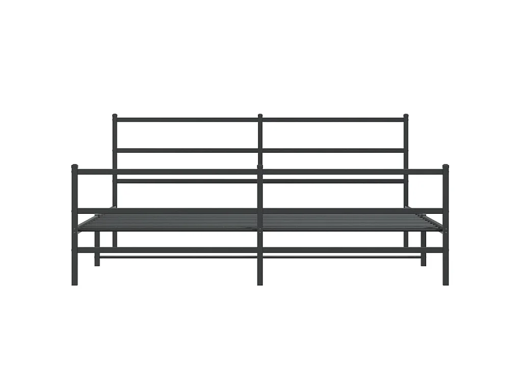 Cadre de lit métal sans matelas avec pied de lit noir 193x203cm